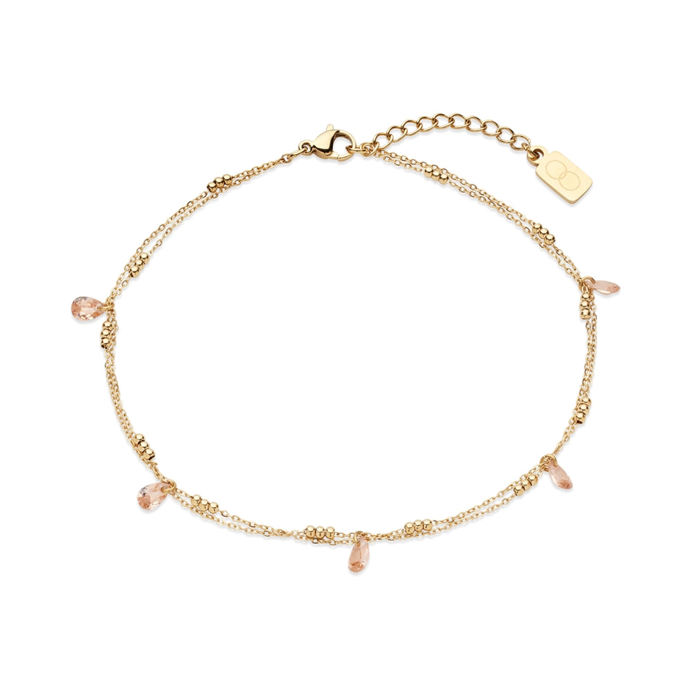 Over & Over Gold 14k Stainless Steel Droplet Beaded Anklet