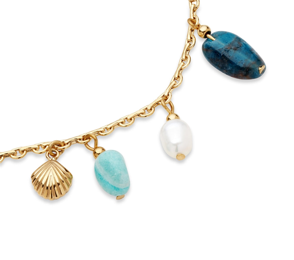 Over & Over Gold 14k Stainless Steel Amazonite Bracelet