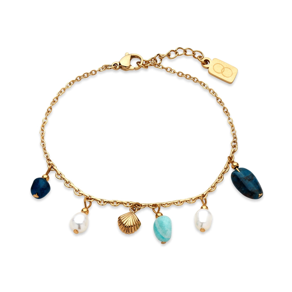 Over & Over Gold 14k Stainless Steel Amazonite Bracelet