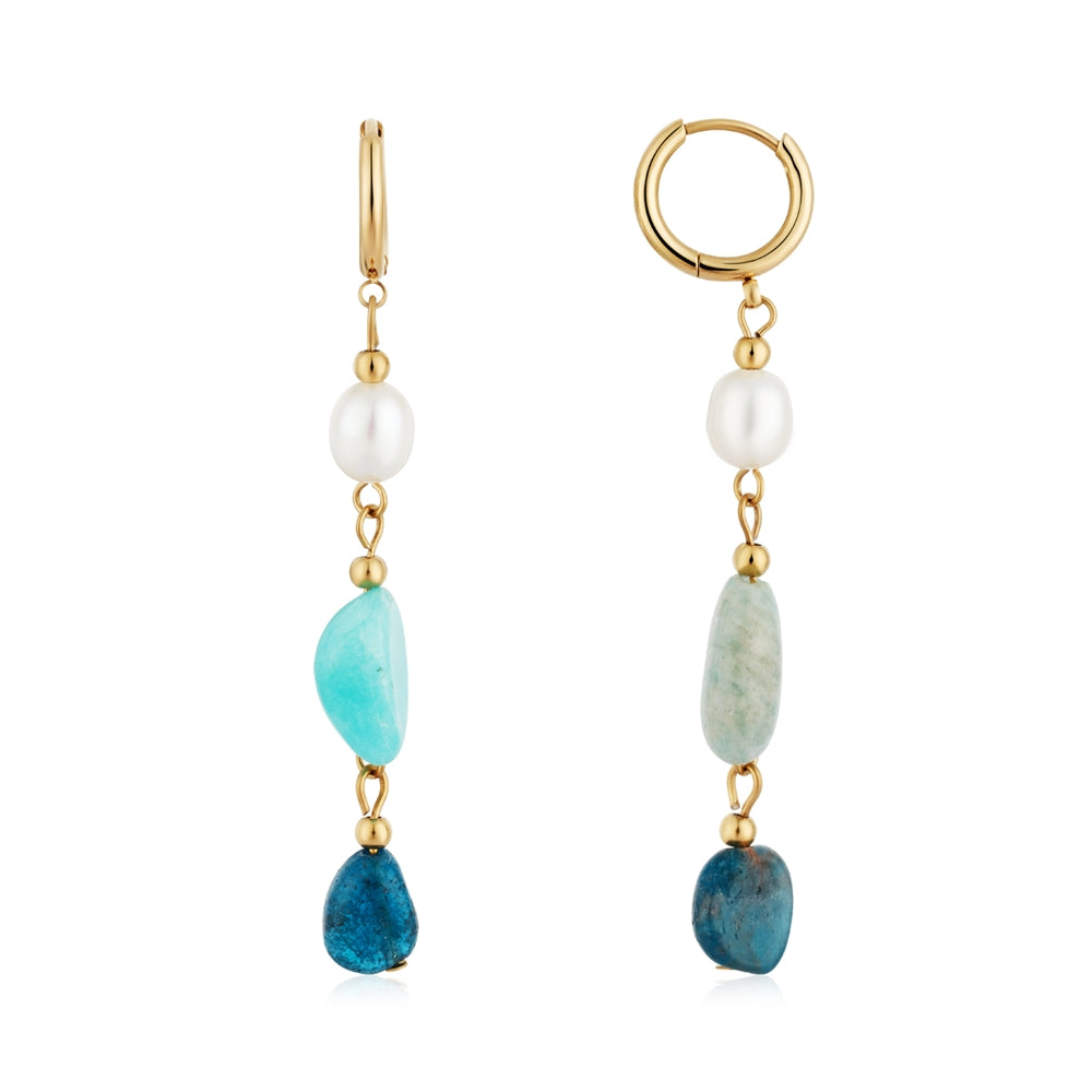 Over & Over Gold 14k Stainless Steel Amazonite Drop Earrings