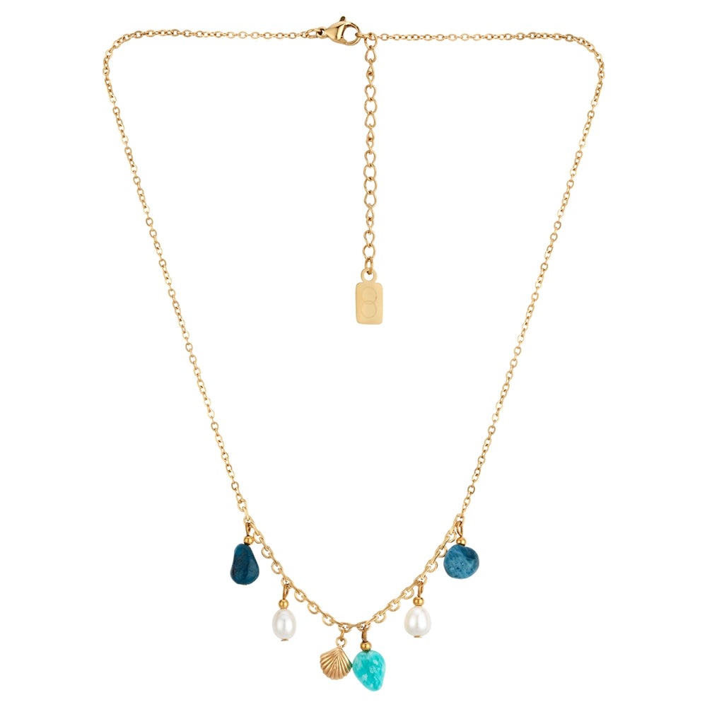 Over & Over Gold 14k Stainless Steel Amazonite Necklace