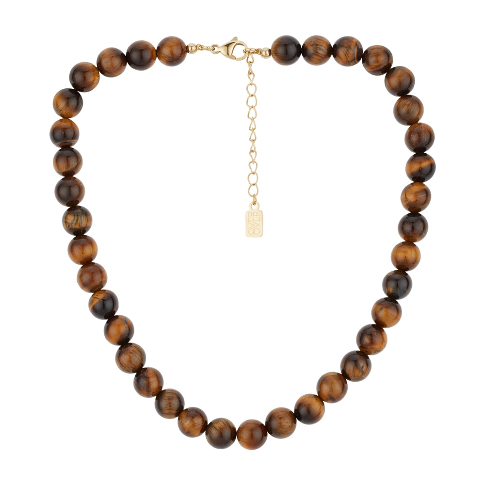 Over & Over Gold 14k Stainless Steel Brown Tiger's Eye Necklace