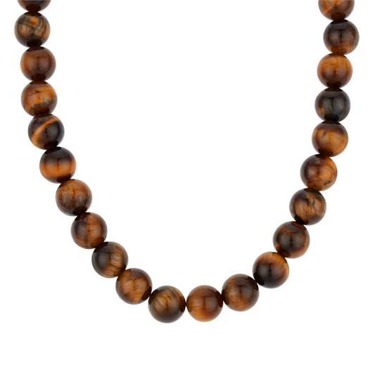 Over & Over Gold 14k Stainless Steel Brown Tiger's Eye Necklace