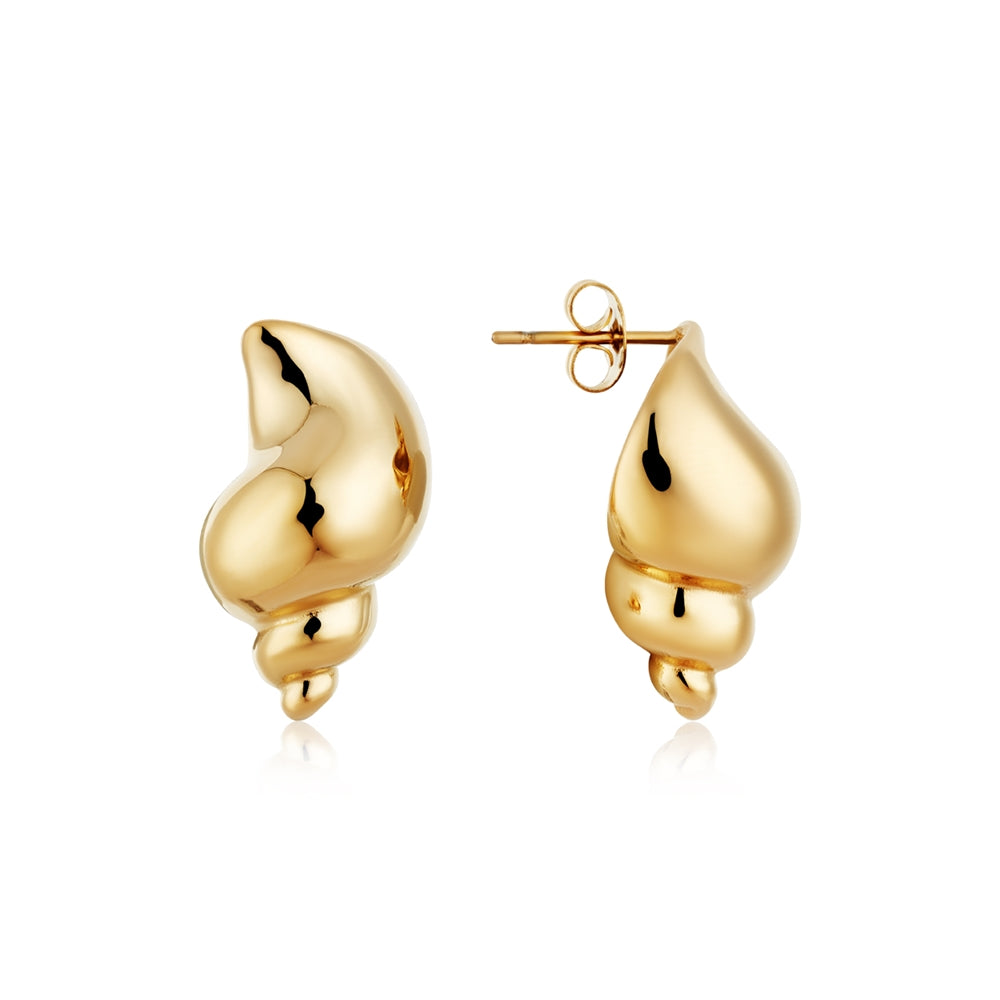 Over & Over Gold 14k Stainless Steel Shell Stud Earrings