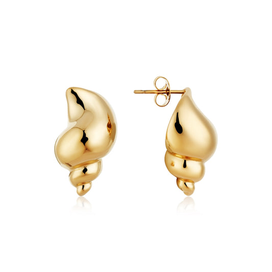 Over & Over Gold 14k Stainless Steel Shell Stud Earrings