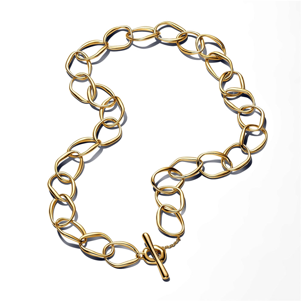 Pandora Gold Organically Shaped Link Necklace