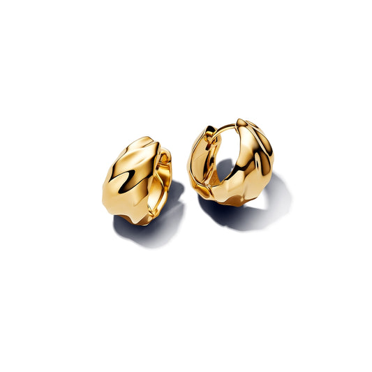 Pandora Gold Rippled Hoop Earrings