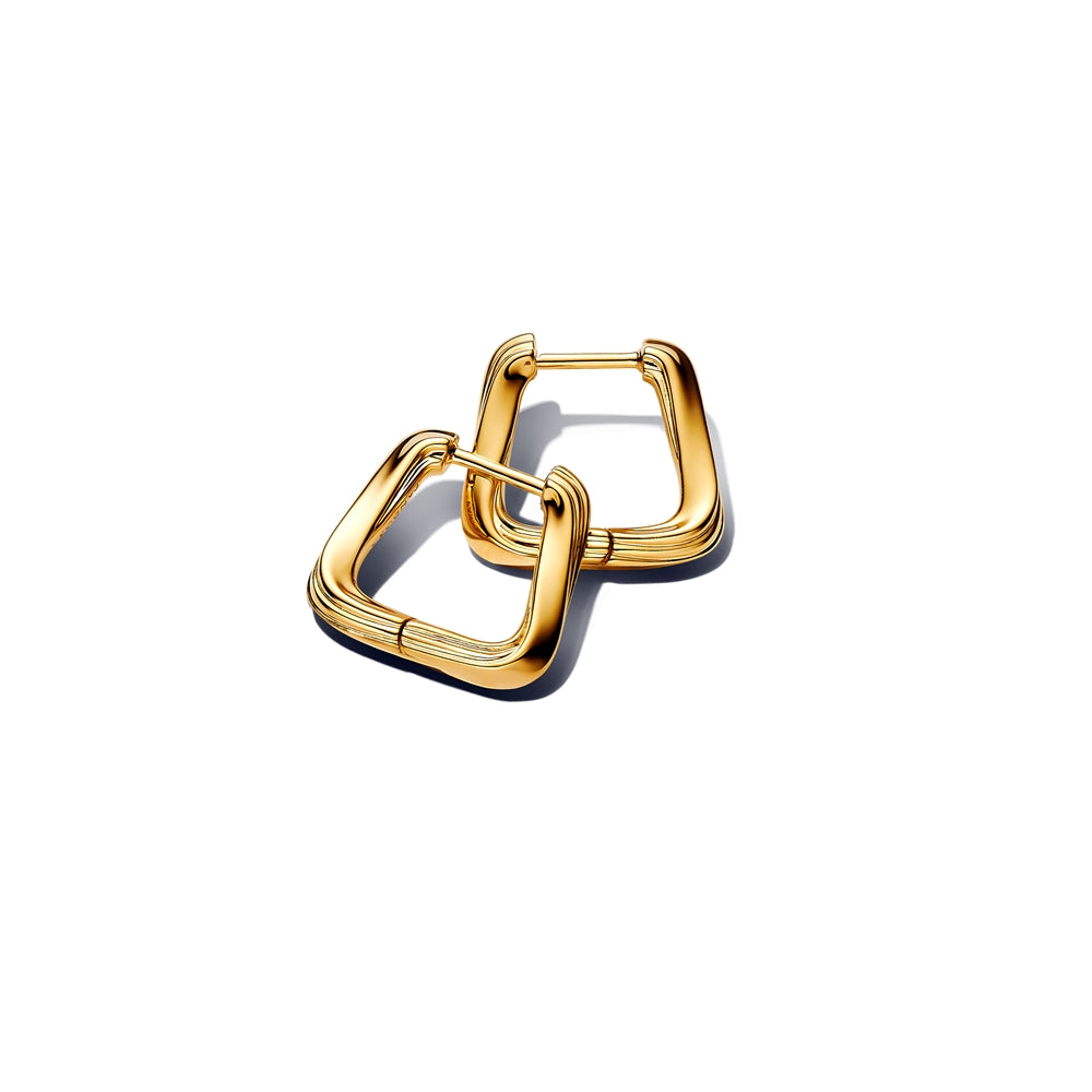Pandora Gold Twisted Triangle Small Hoop Earrings