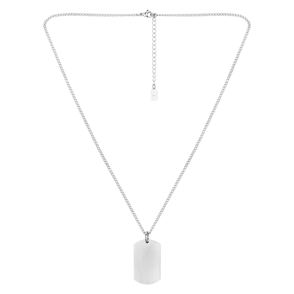 Over & Over Silver Men's Stainless Steel Brush Dogtag Necklace