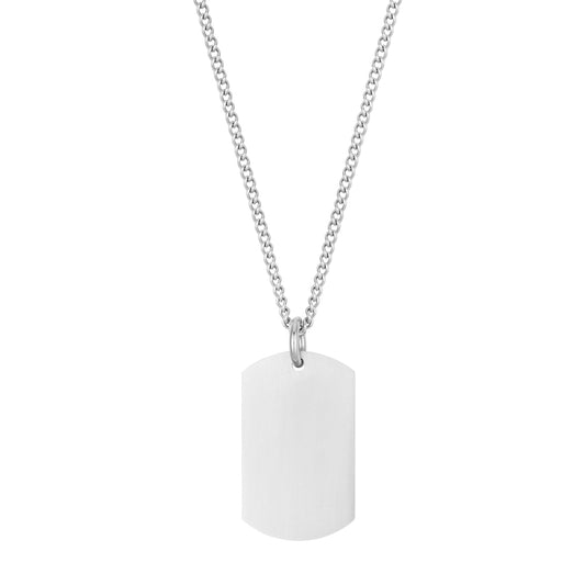 Over & Over Silver Men's Stainless Steel Brush Dogtag Necklace