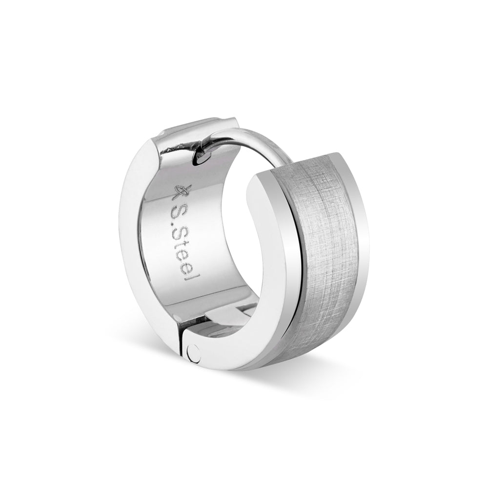 Over & Over Silver Men's Stainless Steel Brushed Single Hoop Earring