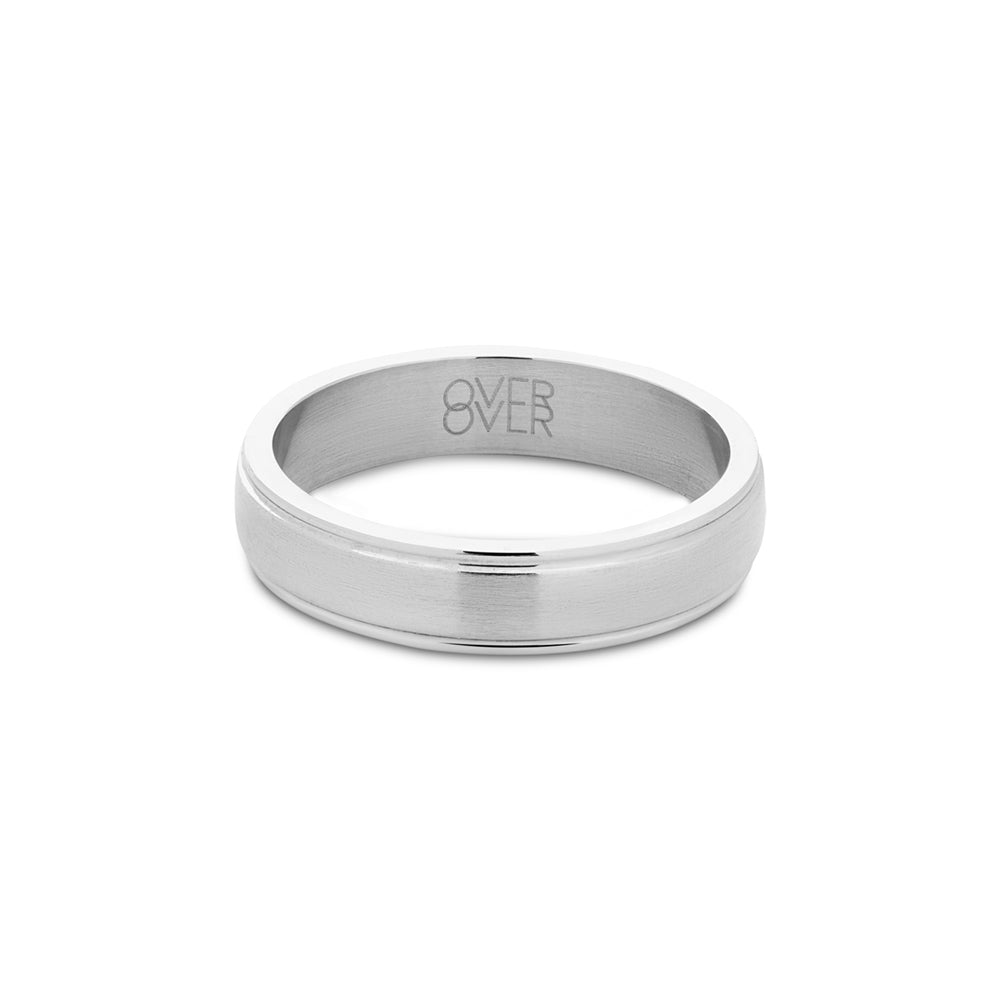 Over & Over Silver Men's Stainless Steel Brushed Band Ring