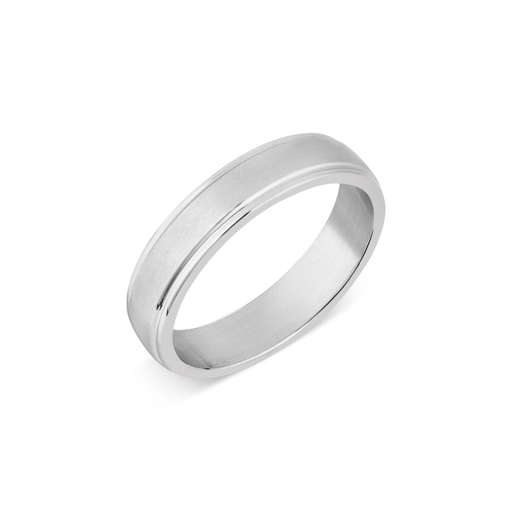 Over & Over Silver Men's Stainless Steel Brushed Band Ring