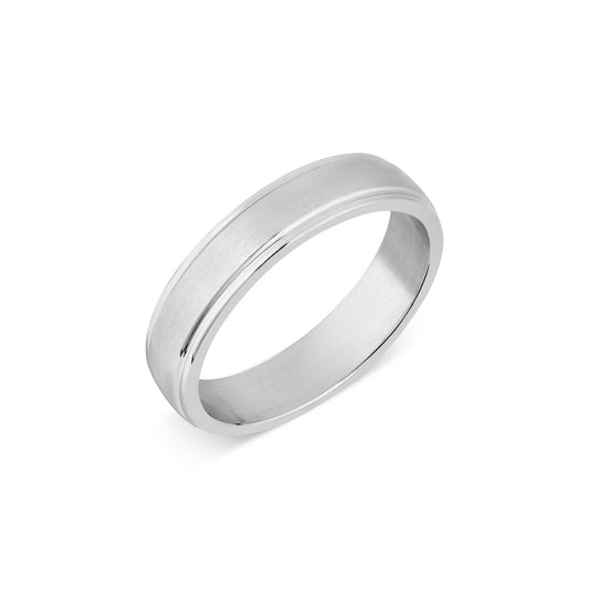 Over & Over Silver Men's Stainless Steel Brushed Band Ring