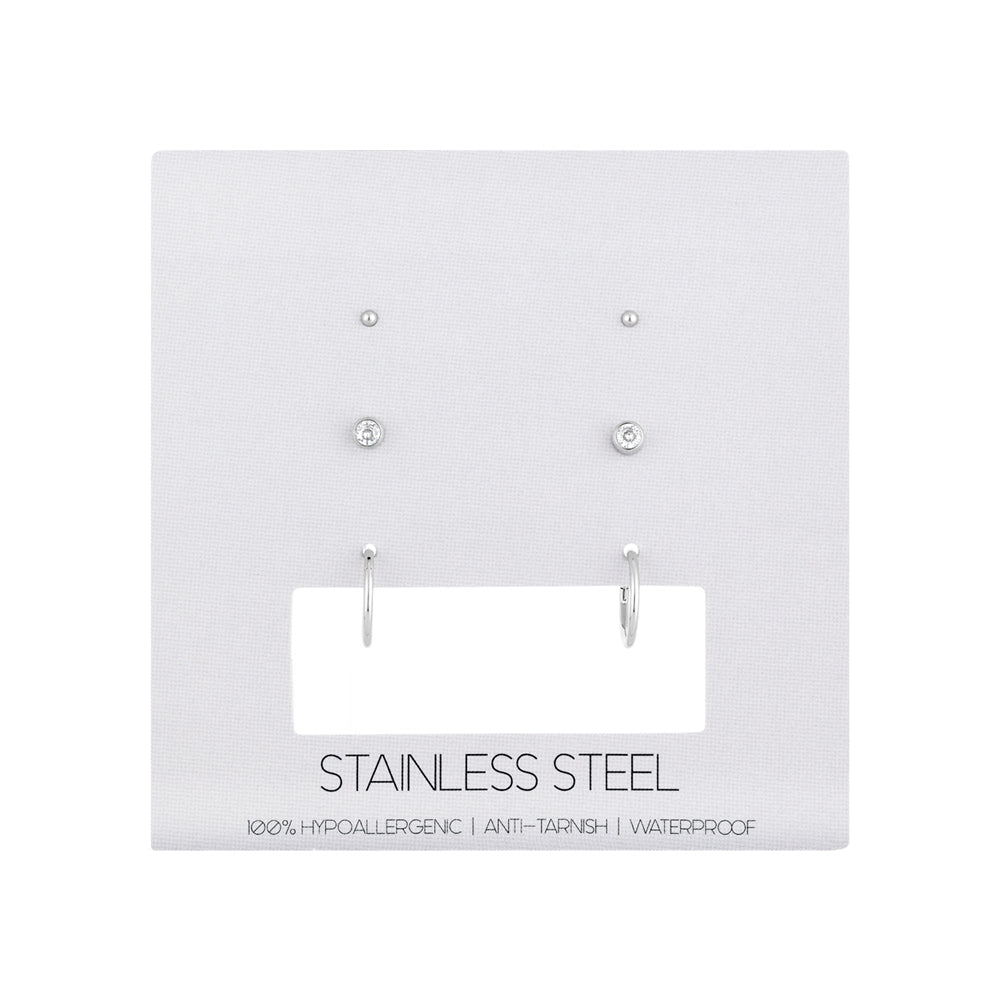 Over & Over Silver Unisex 3-Pack Earrings