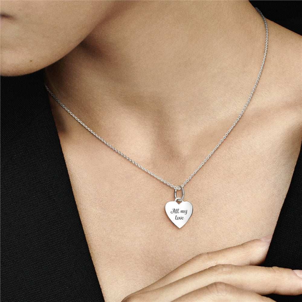 Pandora Silver Engraving Heart Pendant