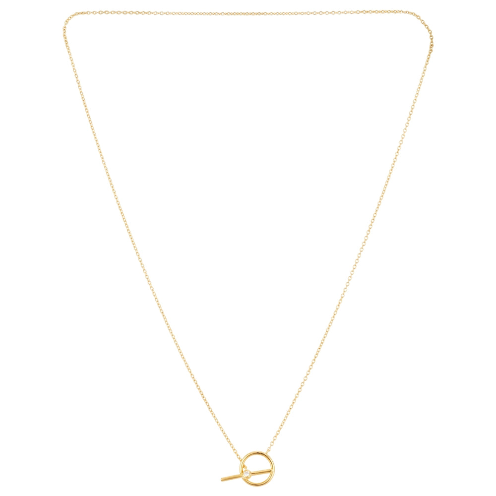 Argento 18k Gold Plated CZ T-Bar Necklace