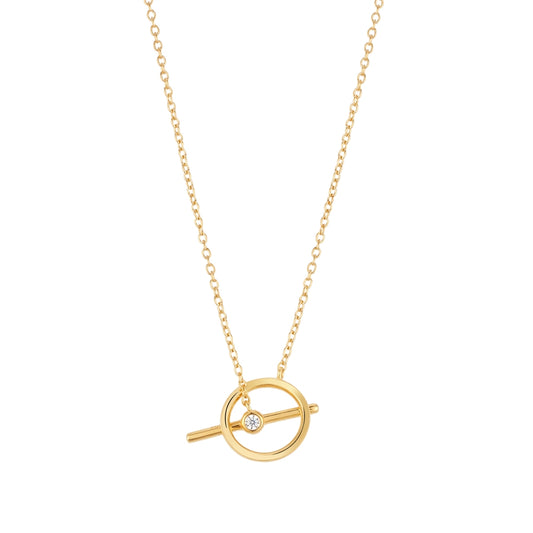 Argento 18k Gold Plated CZ T-Bar Necklace