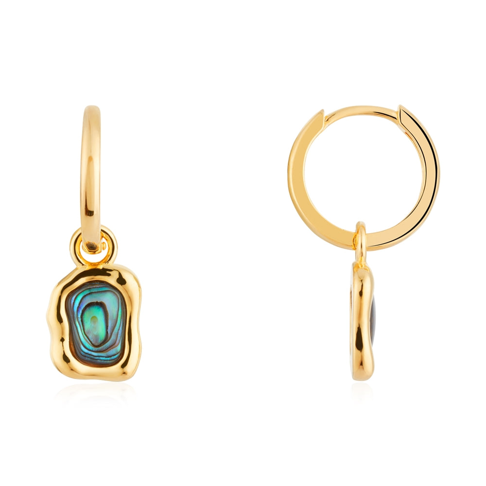 Argento Gold Molten Abalone Hoop Earring