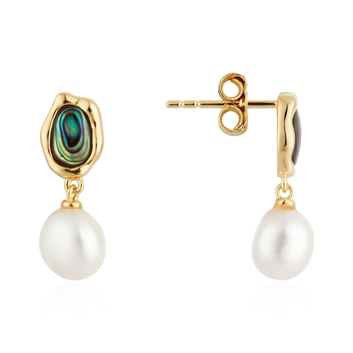 Argento Gold Molten Abalone Pearl Earrings