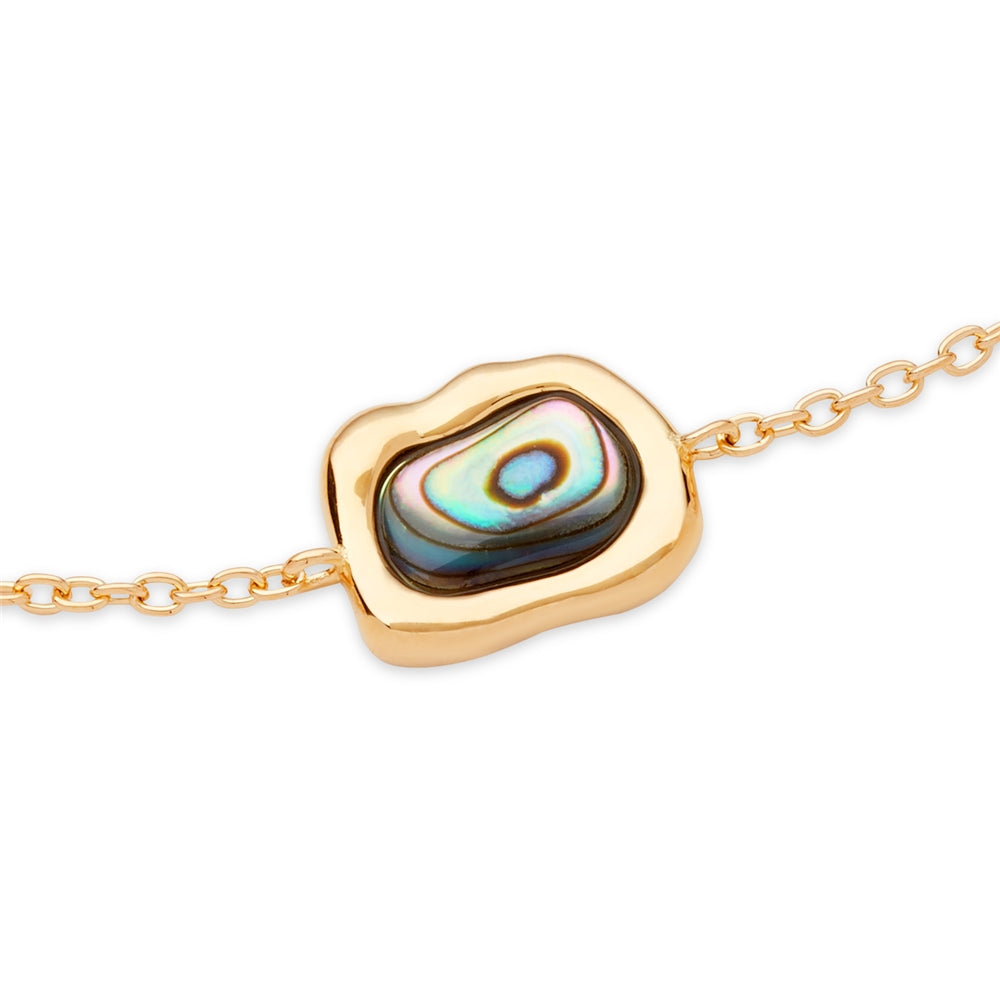 Argento Gold Molten Abalone Fine Chain Bracelet