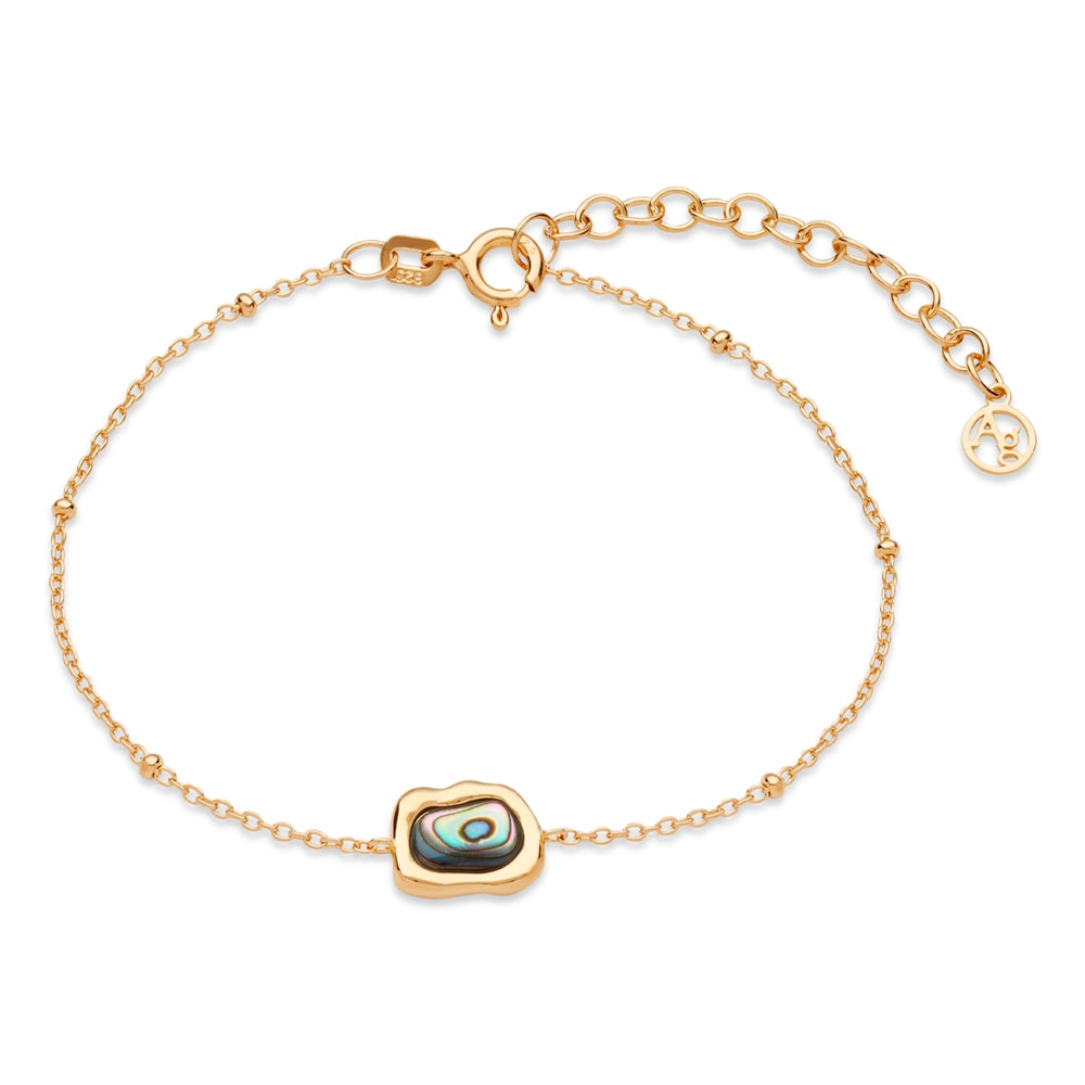 Argento Gold Molten Abalone Fine Chain Bracelet