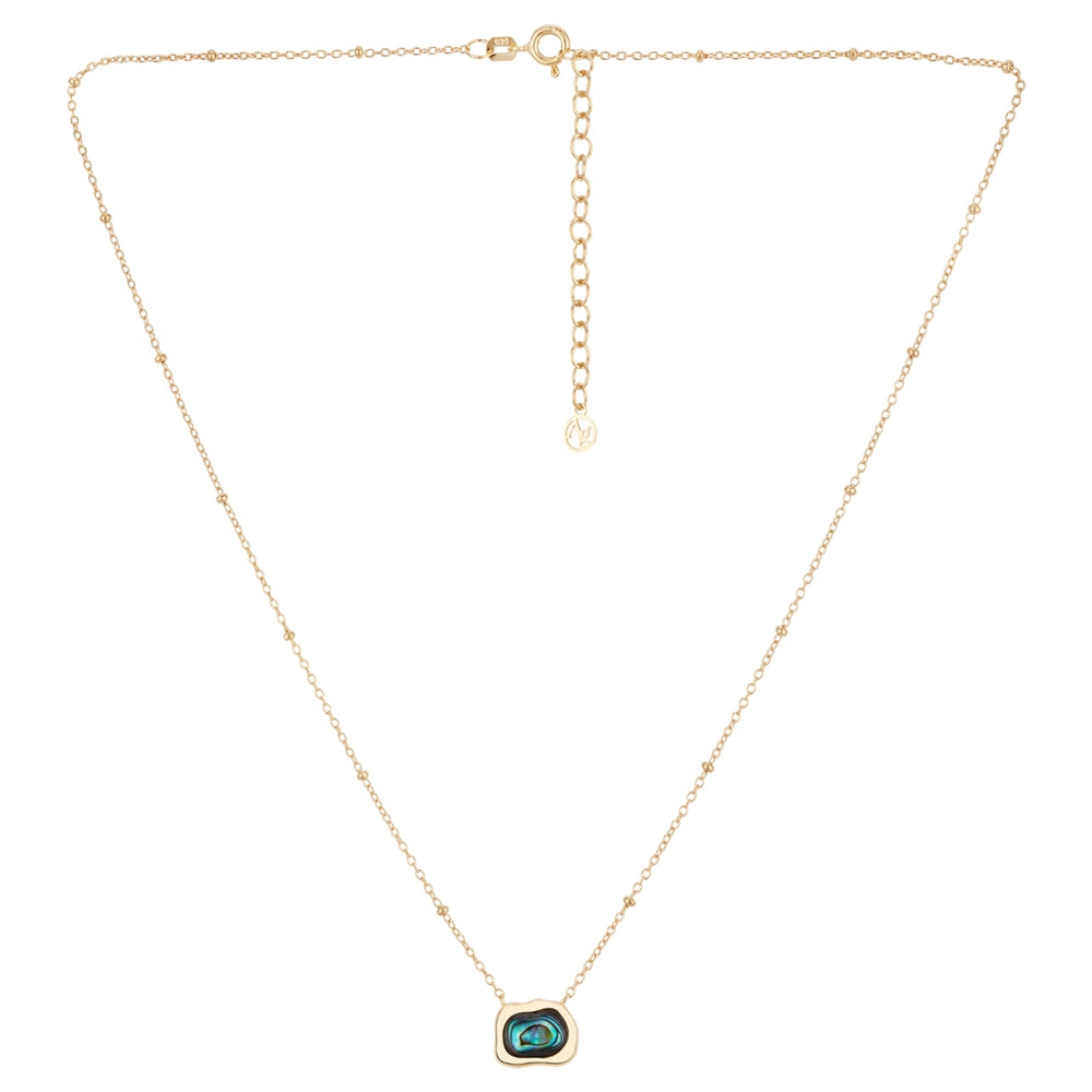 Argento 18k Gold Plated Molten Abalone Rectangular Necklace