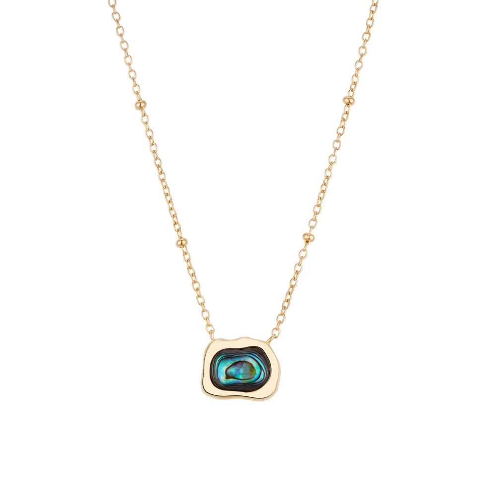 Argento 18k Gold Plated Molten Abalone Rectangular Necklace