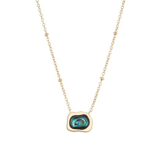 Argento 18k Gold Plated Molten Abalone Rectangular Necklace