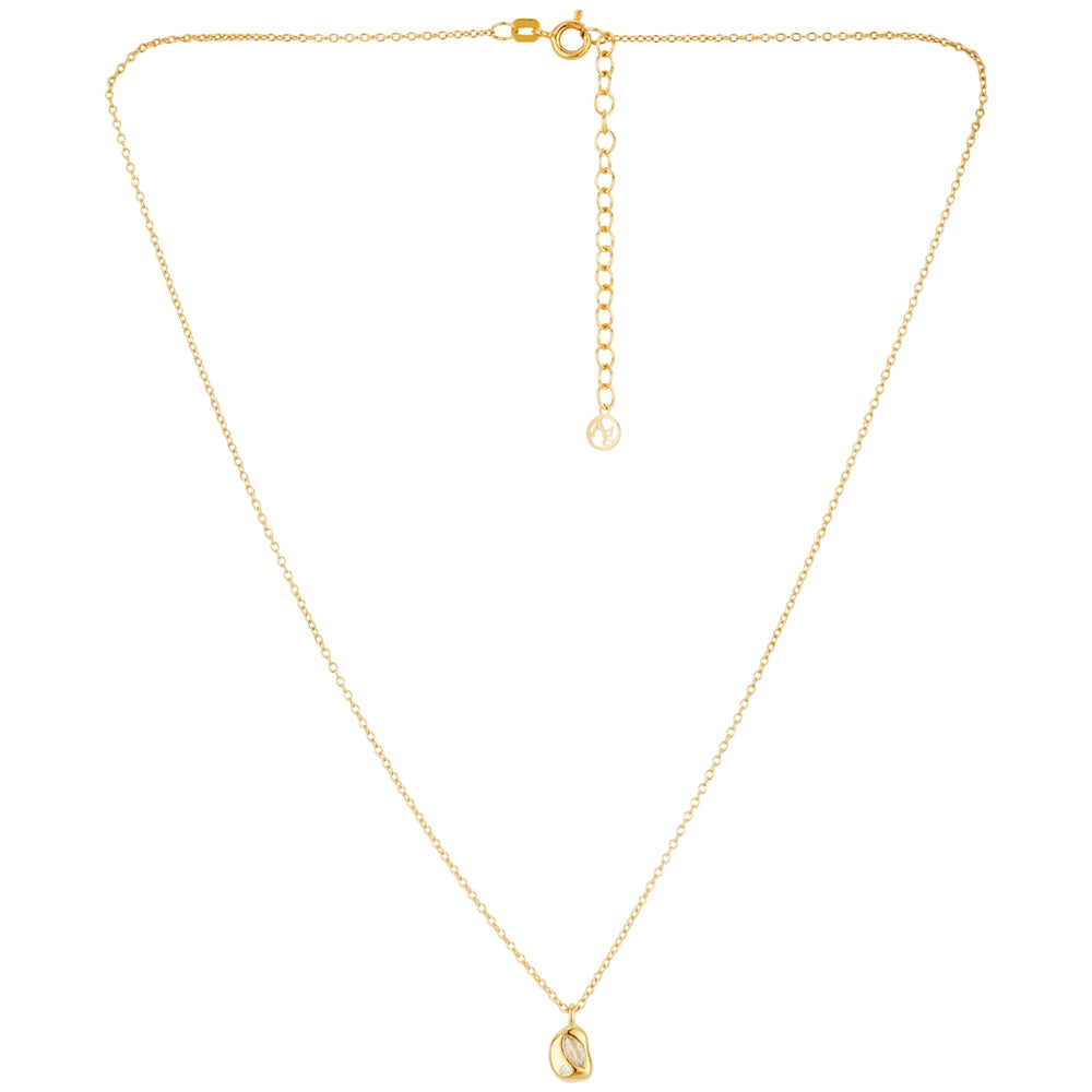 Argento 18k Gold Plated Molten Metal CZ Necklace