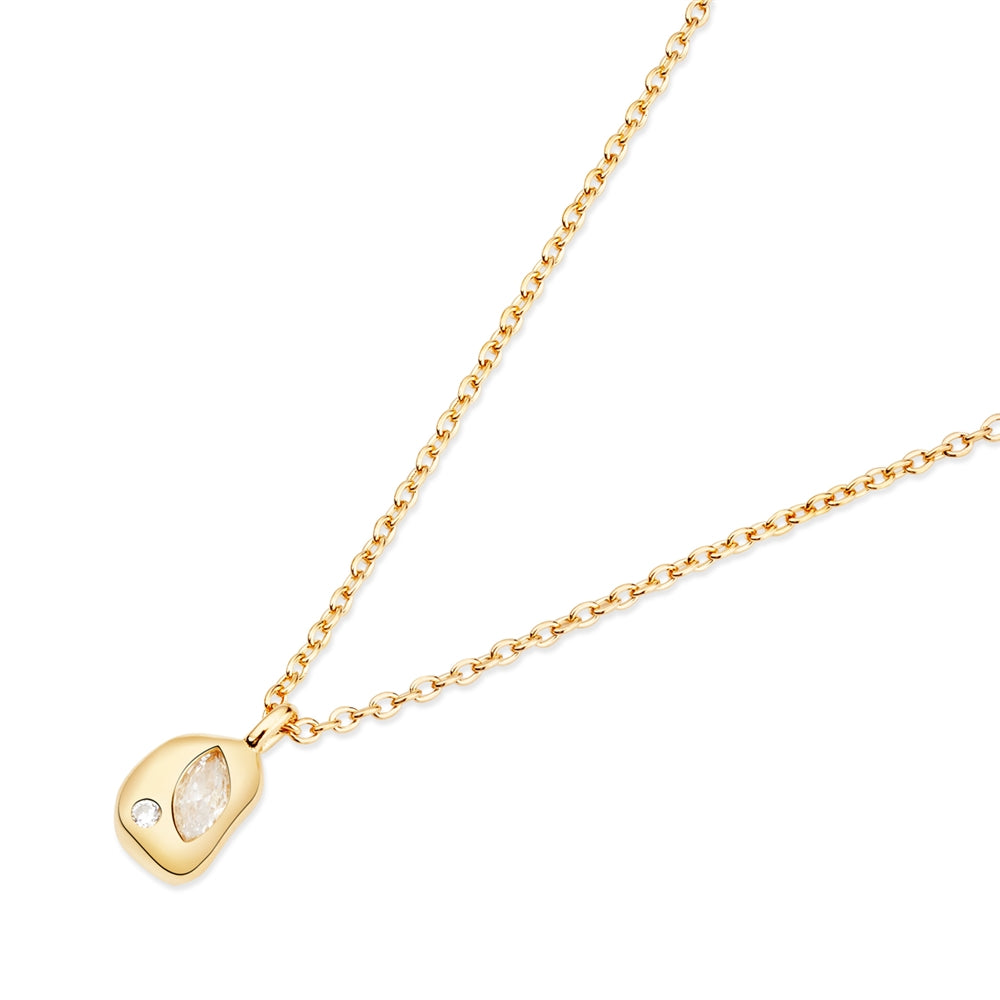 Argento 18k Gold Plated Molten Metal CZ Necklace
