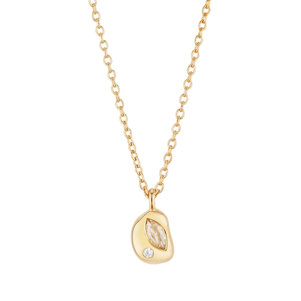 18k Plated Molten Metal CZ Necklace