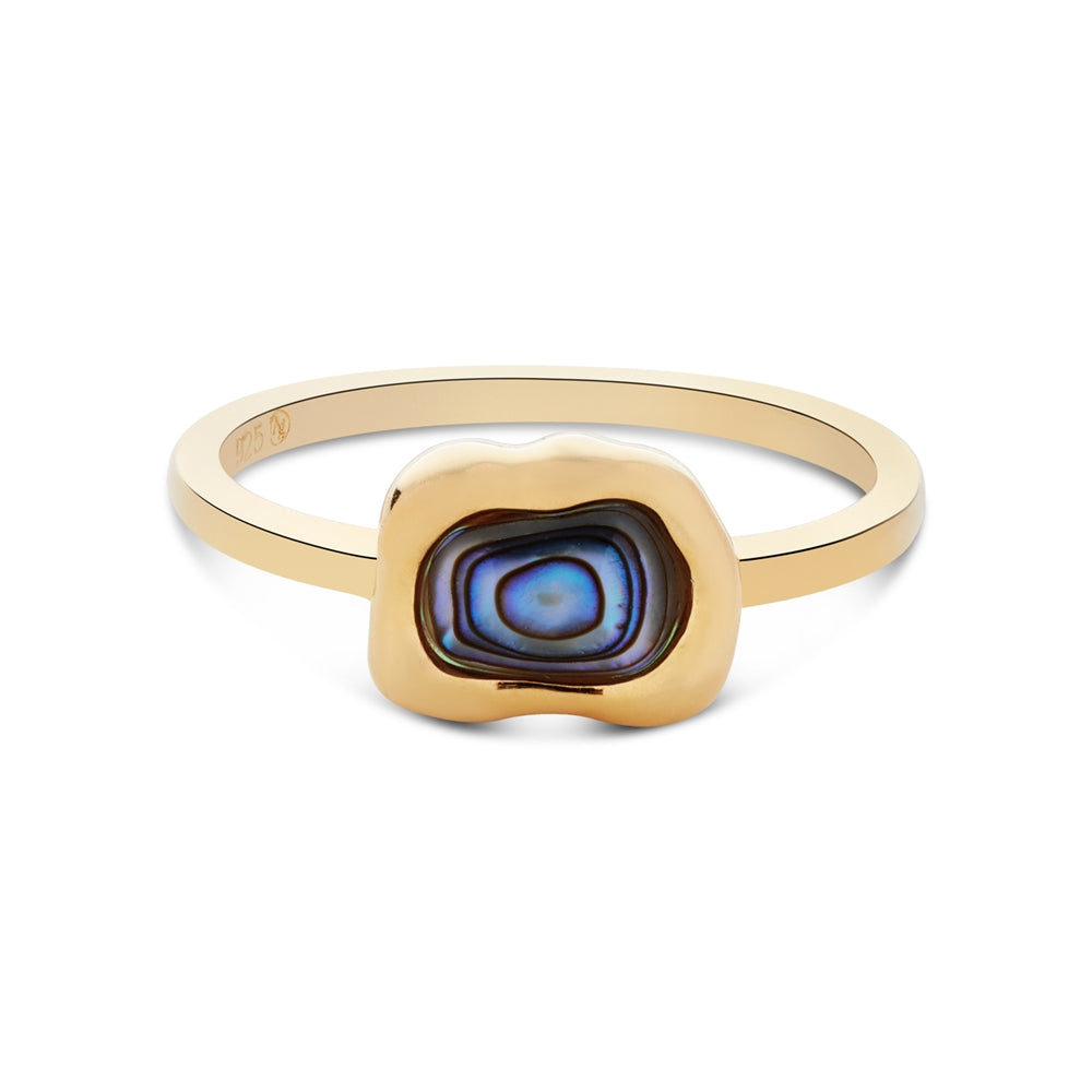 Argento 18K Gold Plated Molten Abalone Rectangular Ring