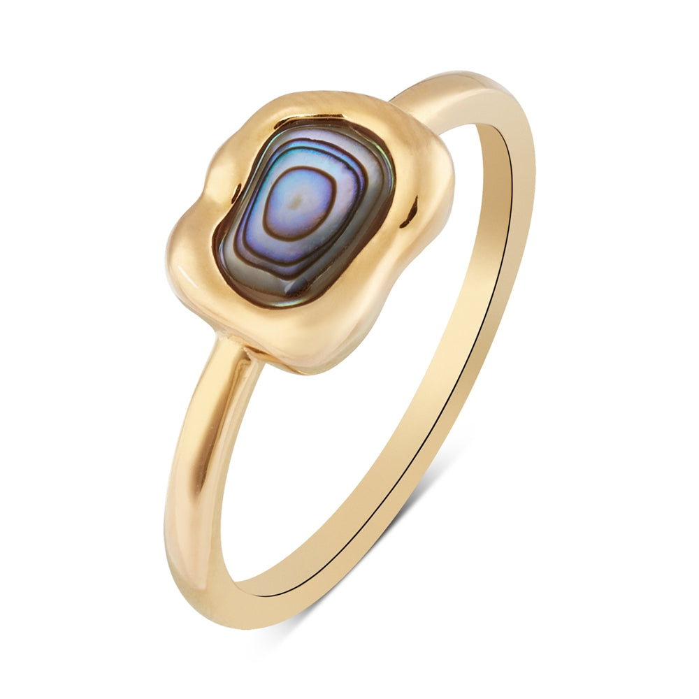 Argento 18K Gold Plated Molten Abalone Rectangular Ring