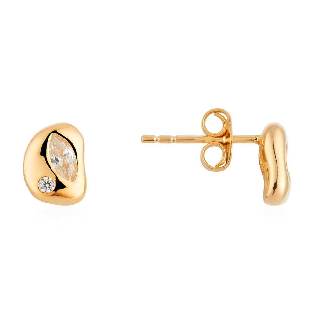 18k Plated Molten Metal CZ Studs