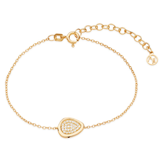 Argento 18k Gold Plated Molten Oval White Pavé Bracelet