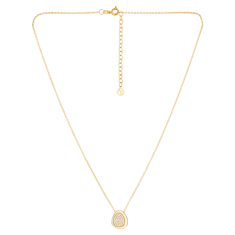 Argento 18k Gold Plated Molten Oval Pavé Necklace