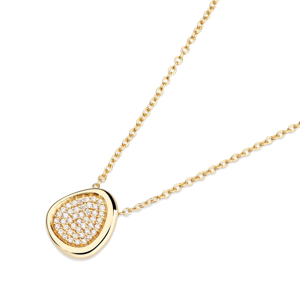 Argento 18k Gold Plated Molten Oval Pavé Necklace
