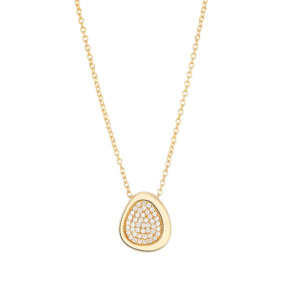 Argento 18k Gold Plated Molten Oval Pavé Necklace