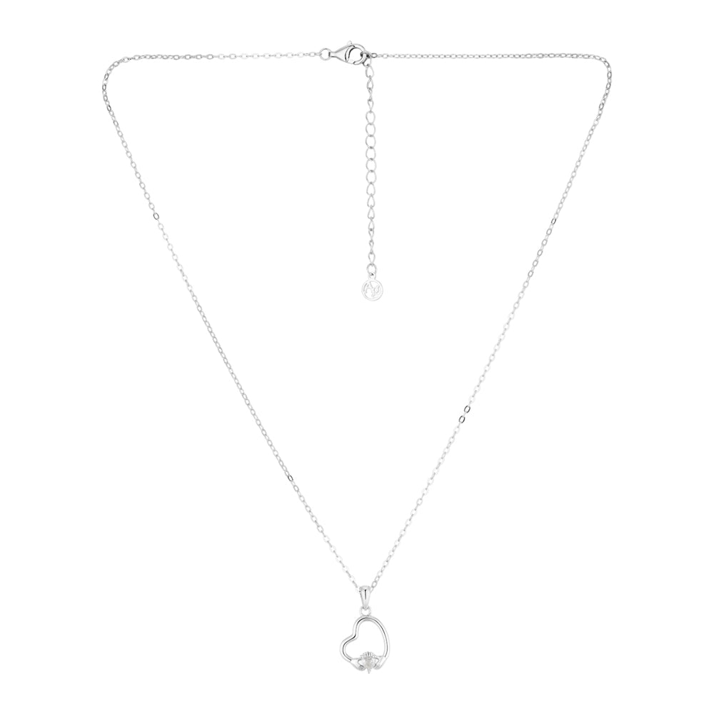 Argento Silver Claddagh Drop Heart Necklace
