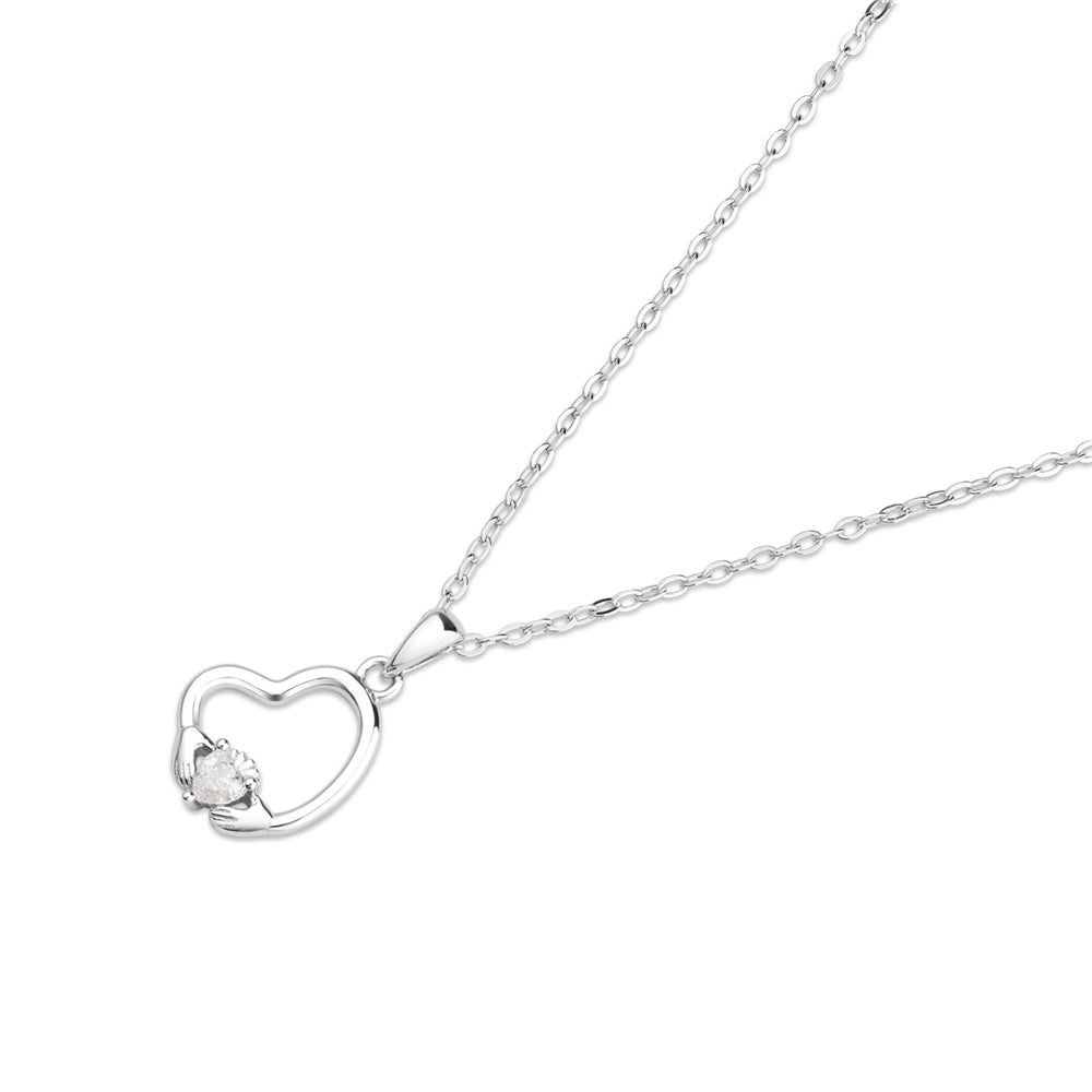 Argento Silver Claddagh Drop Heart Necklace