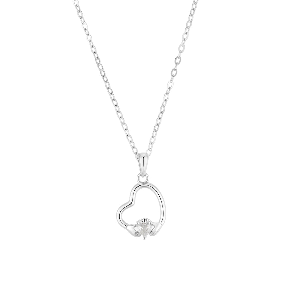 Argento Silver Claddagh Drop Heart Necklace