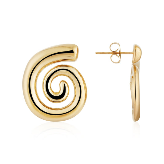 Over & Over Gold 14k Stainless Steel Spiral Stud Earrings