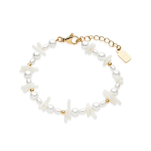 Over & Over Gold 14k Stainless Steel Pearl Bracelet
