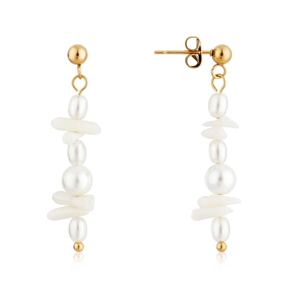 Over & Over Gold 14k Stainless Steel Pearl Drop Earrings