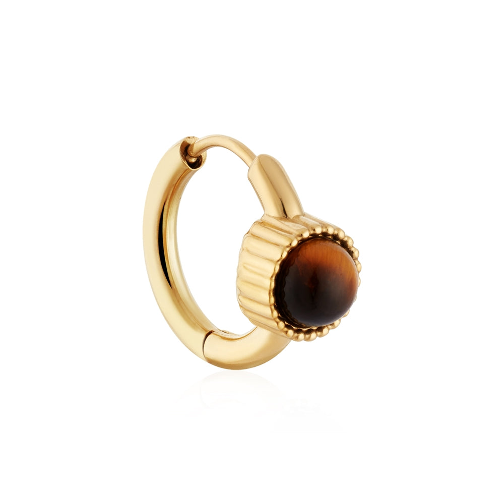 Over & Over Gold 14k Stainless Steel Tigers Eye Hoop Earrings