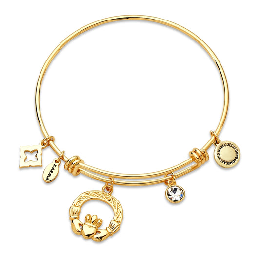 Karma Gold Claddagh CZ Bangle