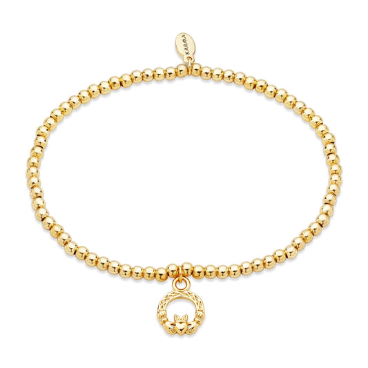 Karma Gold Claddagh Stretch Beaded Bracelet