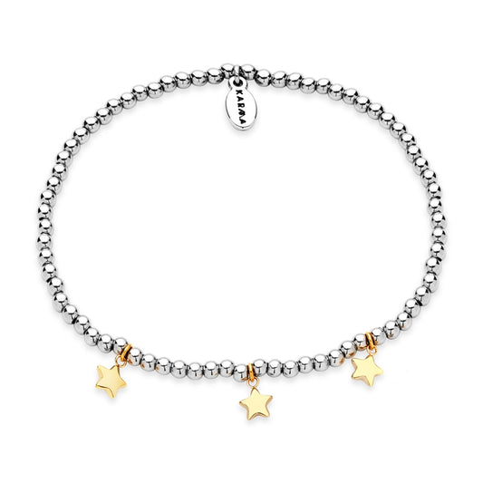 Karma Gold Mix Stars Beaded Stretch Bracelet