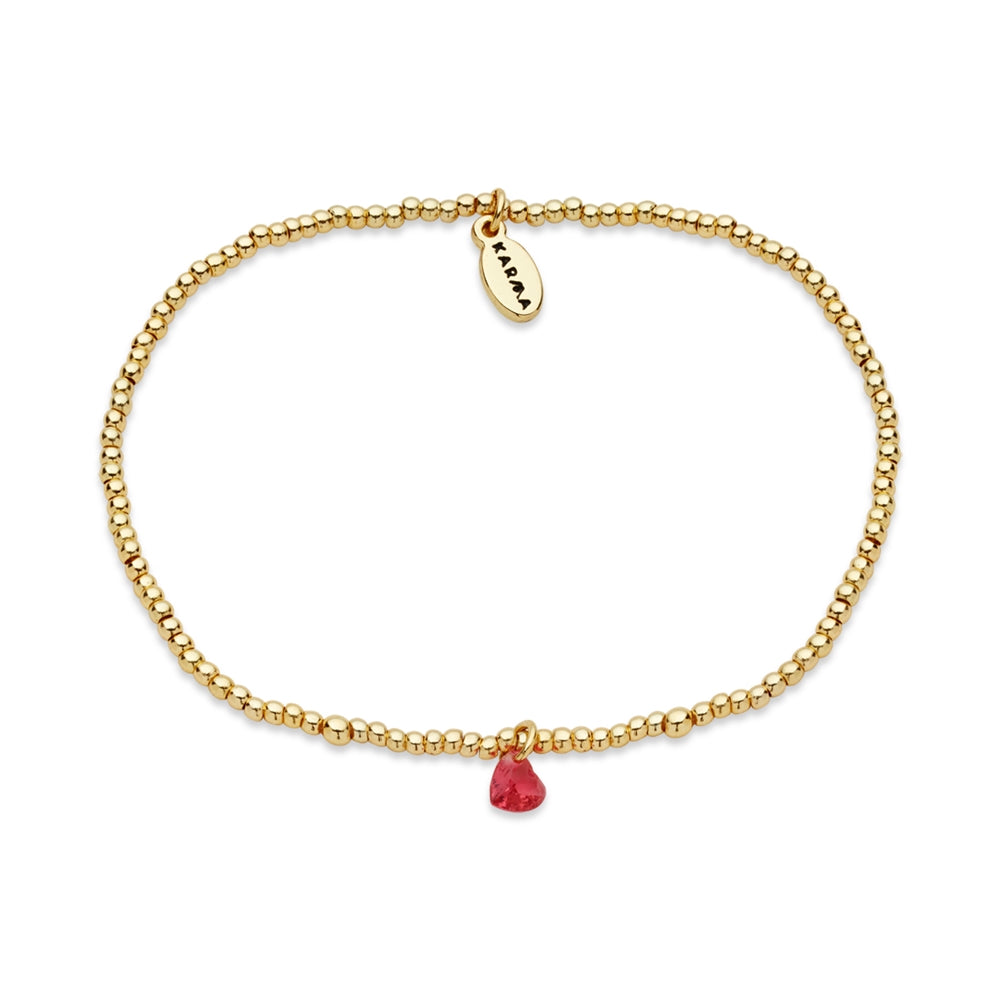Karma Gold Red Heart Set of 2 Bracelets